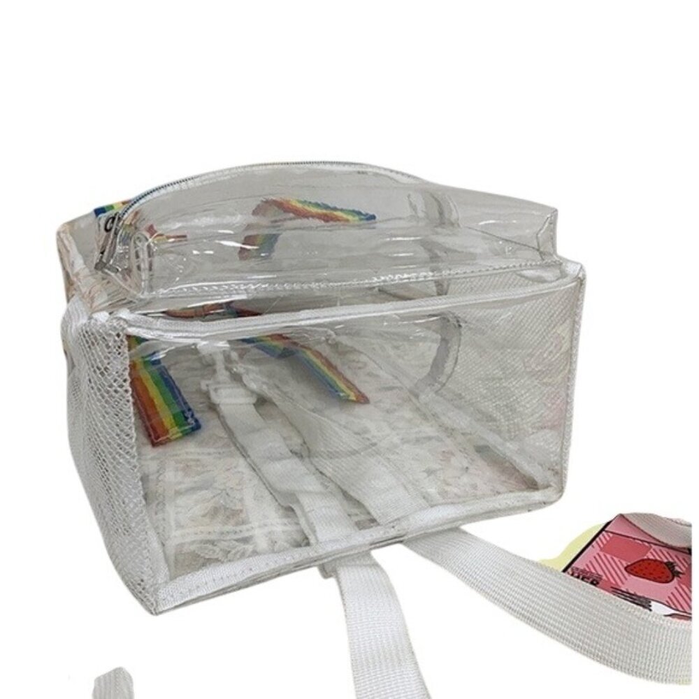 Clear PVC Backpack Rainbow Straps Adjustable & Zi… - image 6